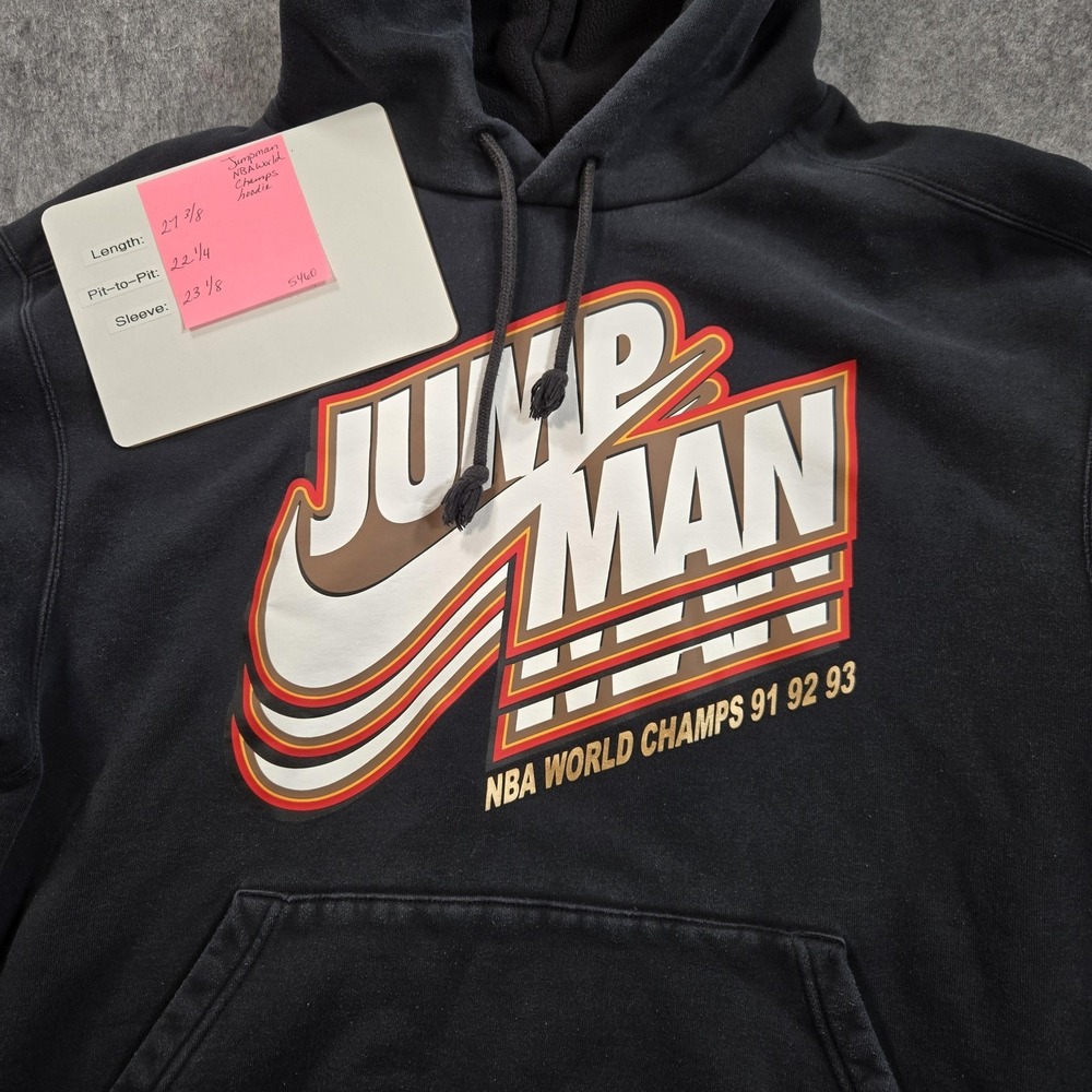 Jordan Hoodie Sweatshirt Mens Large Black Jumpman World Champs Fleece DC9604-010 - Picture 10 of 10